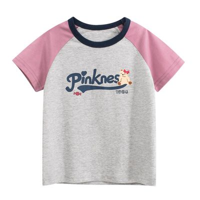 27home - 純棉短袖上衣-Pinkness-灰/粉