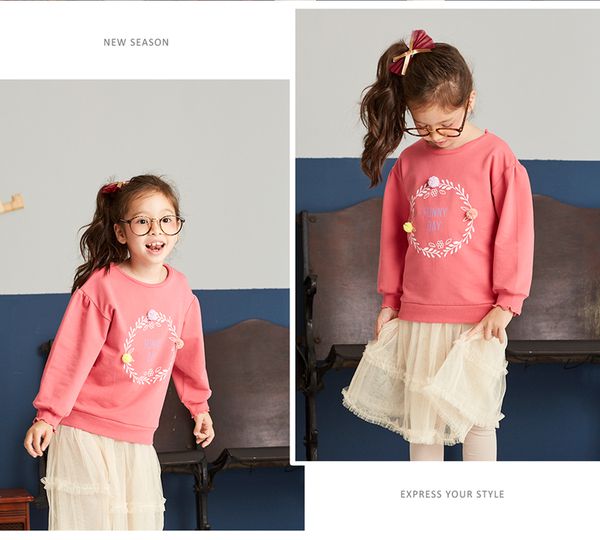 麗嬰房 Little moni - 圓領荷葉邊立體花朵上衣-熱情粉