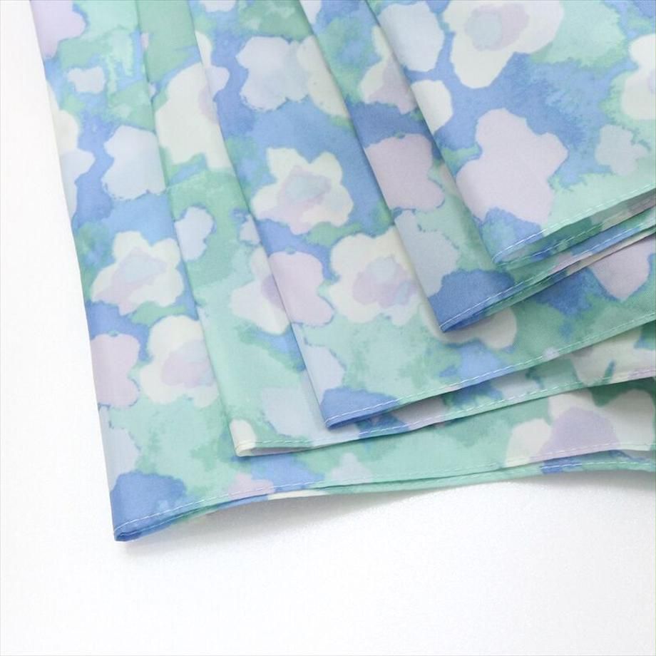 日本 nifty colors - 抗UV輕量 晴雨兩用J型手把直傘-春日綻放-藍綠 (直徑90cm/244g)