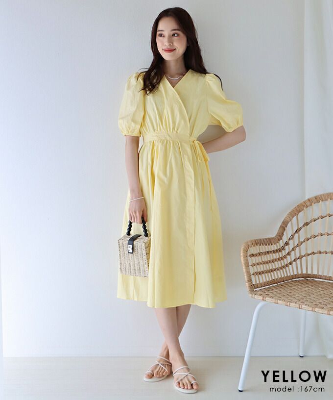 日本 BLUE EAST - 悠閒時光V領綁帶短袖洋裝-桃粉