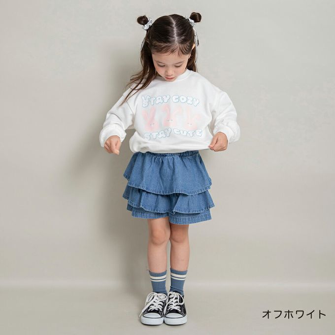 日本 BRANSHES - 可愛女孩印花縮口長袖上衣-英文LOGO-燕麥