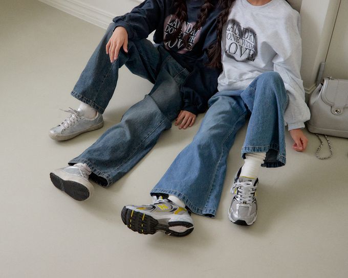 韓國 sm2 - 鬆緊腰雙口袋寬鬆丹寧長褲