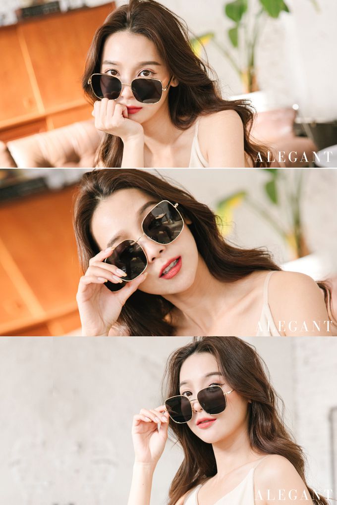 ALEGANT - 韓系超人氣品味黑微方金框墨鏡│UV400太陽眼鏡