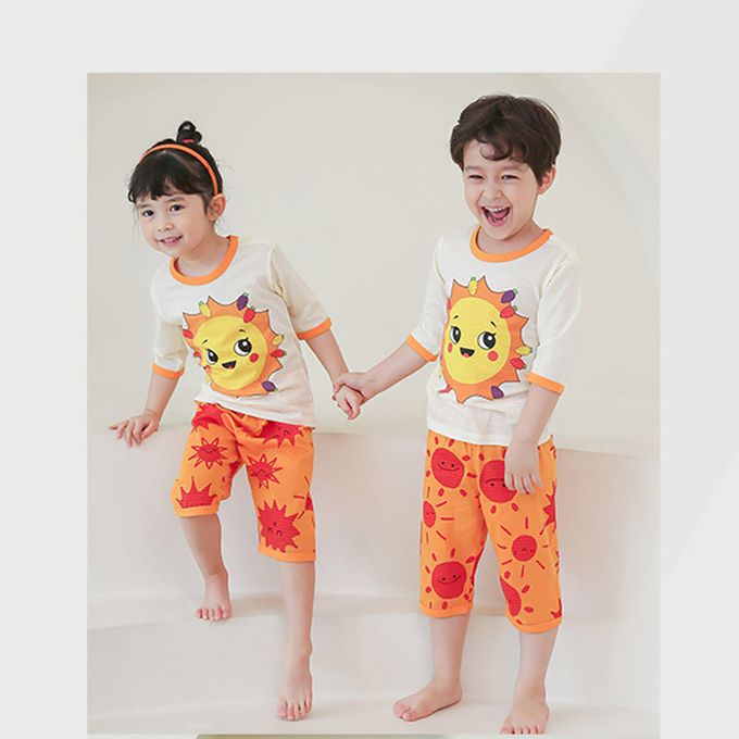 正韓 Puco - 超優質嬰幼兒/兒童七分袖100% 有機純棉家居服/睡衣-陽光燦爛