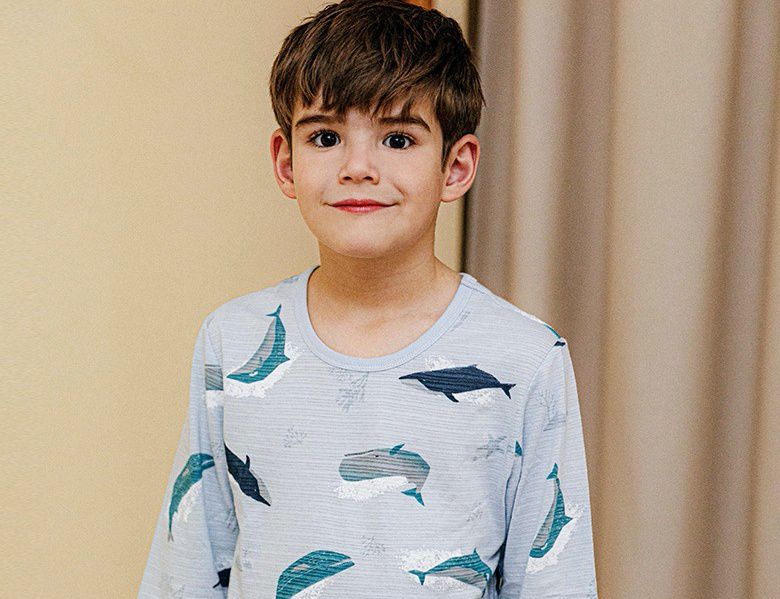 韓國 Mavarm Organic - 有機棉透氣七分袖家居服-大海鯨魚