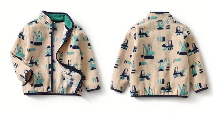 Fleece搖粒絨兒童外套-綠色挖土機