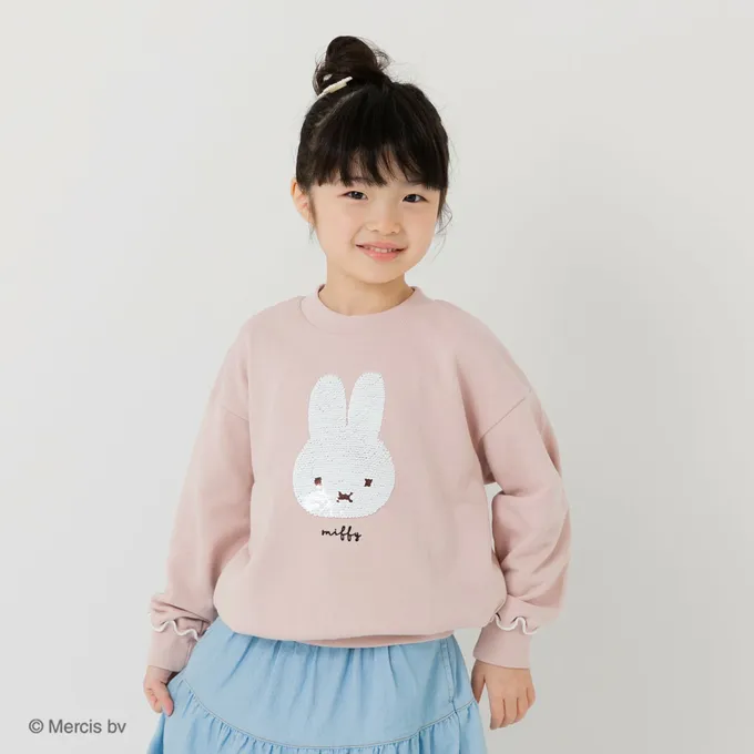 日本 Chil2 - 限量聯名 裏毛米飛兔印花大學長袖上衣-變色亮片-紅