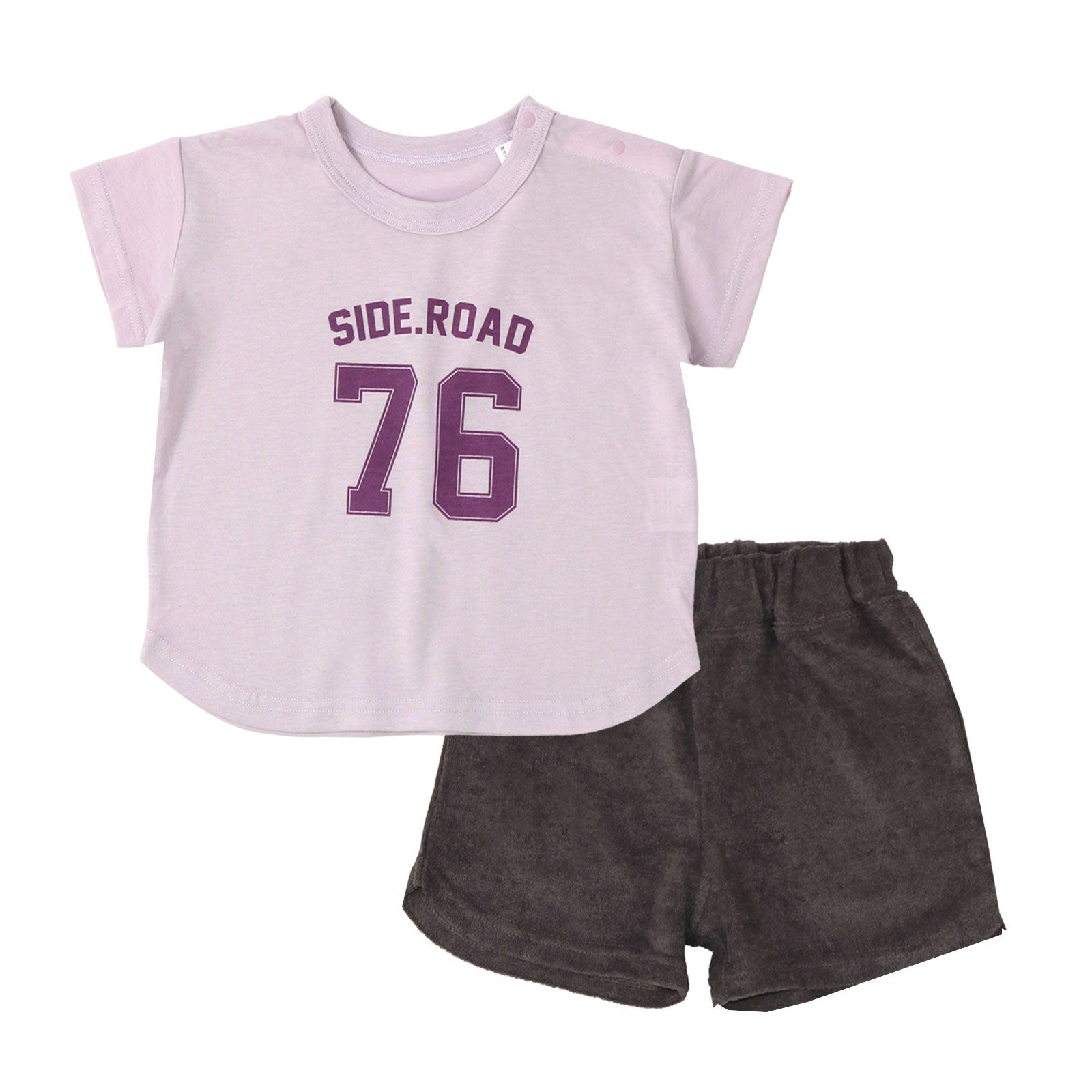 日本 ZOOLAND - 透氣短袖家居服/睡衣-英文標語-深藍x藍綠