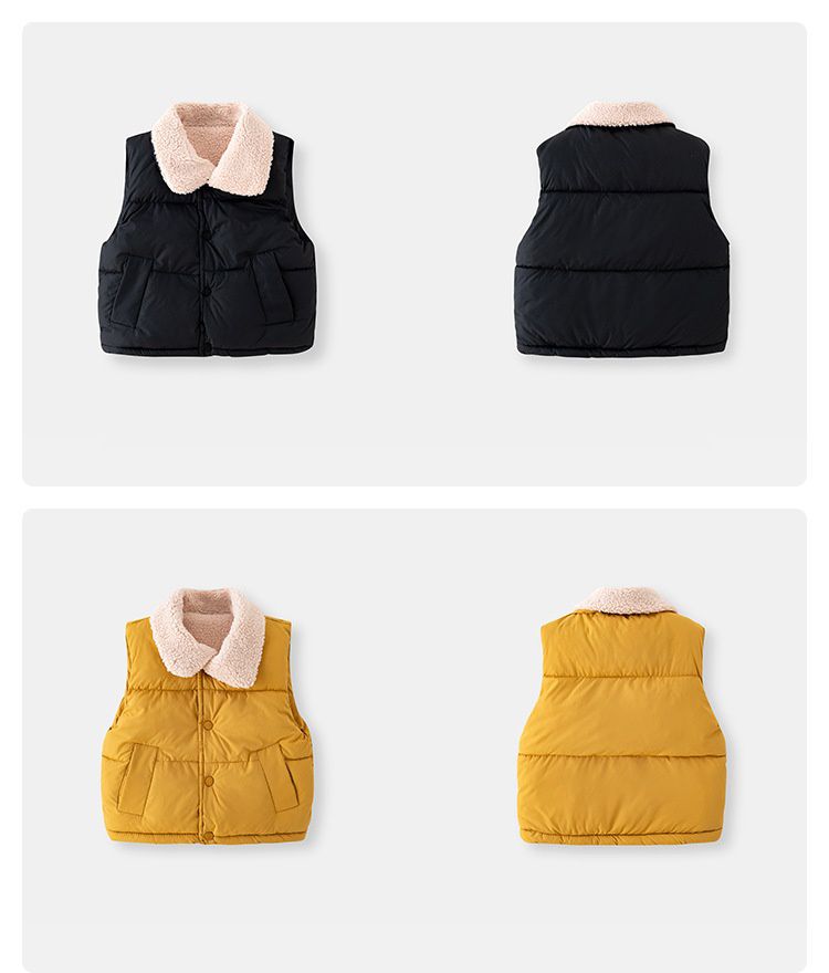 WELLKIDS - 加絨翻領鋪棉暖暖背心-黃色