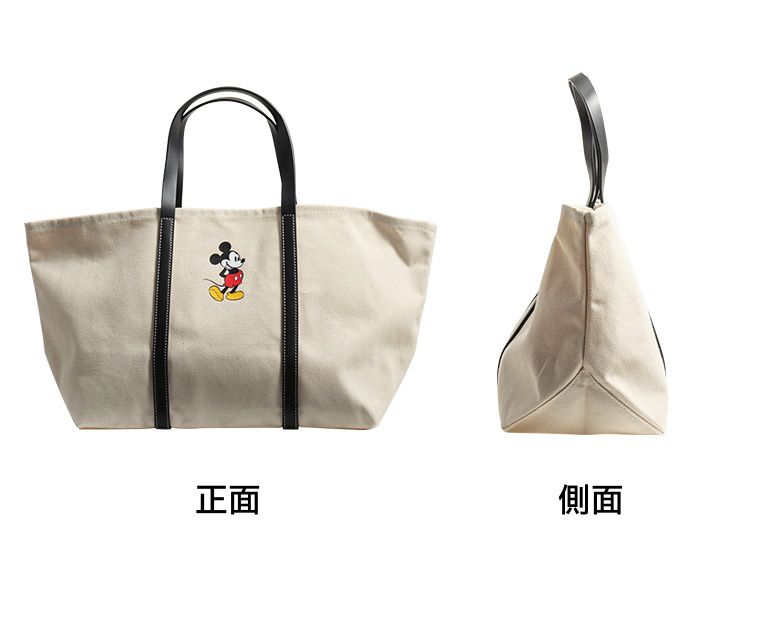 大容量單肩/手提帆布托特包-卡通米奇-米白色