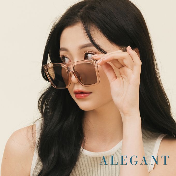 ALEGANT - 沐透茶小個性線條感方框墨鏡│UV400太陽眼鏡