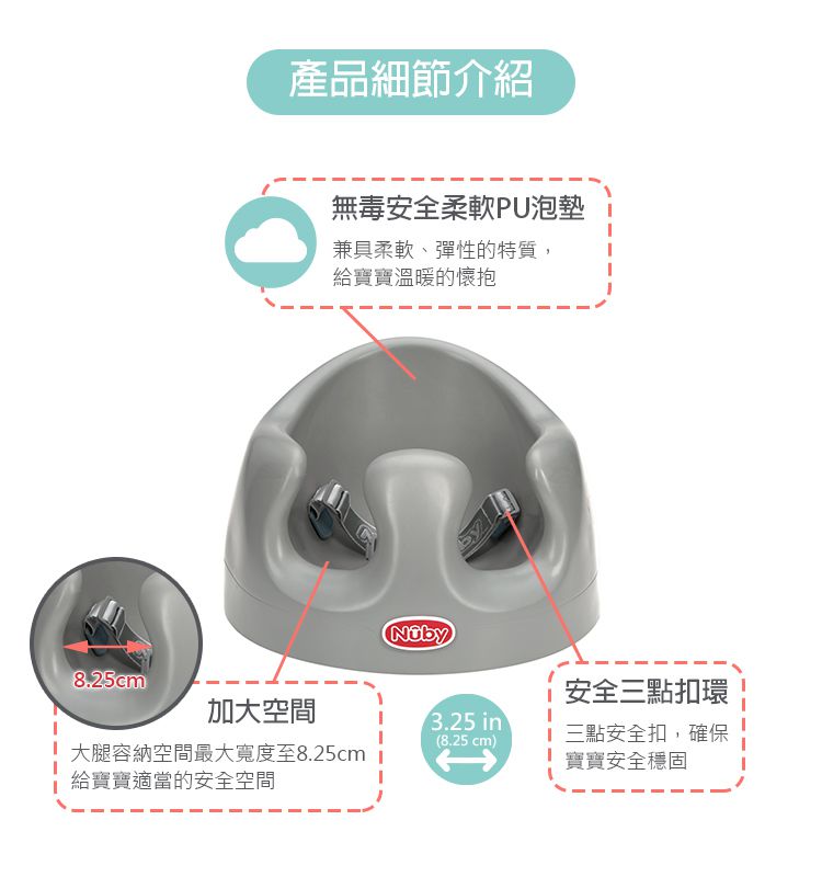 Nuby - 兩用幫幫椅+餐盤配件-湖水藍