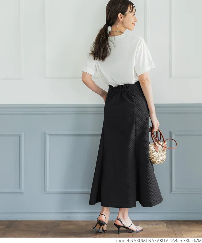 日本 COCA - 時尚菱紋顯瘦魚尾裙-灰棕