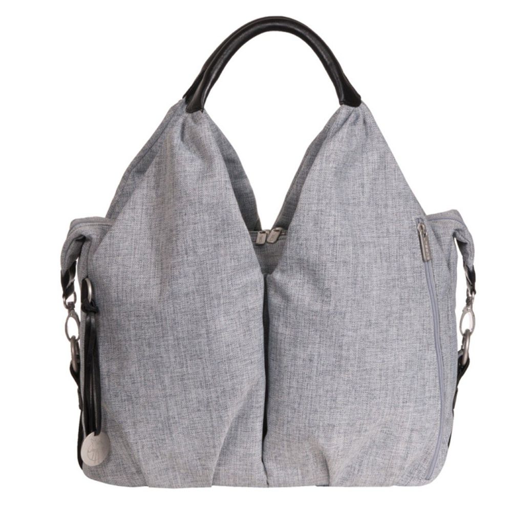 德國 Lassig - 時尚單寧托特媽媽包-刷色灰-含尿布墊+推車掛勾+保溫瓶收納包+小收納包+長背帶