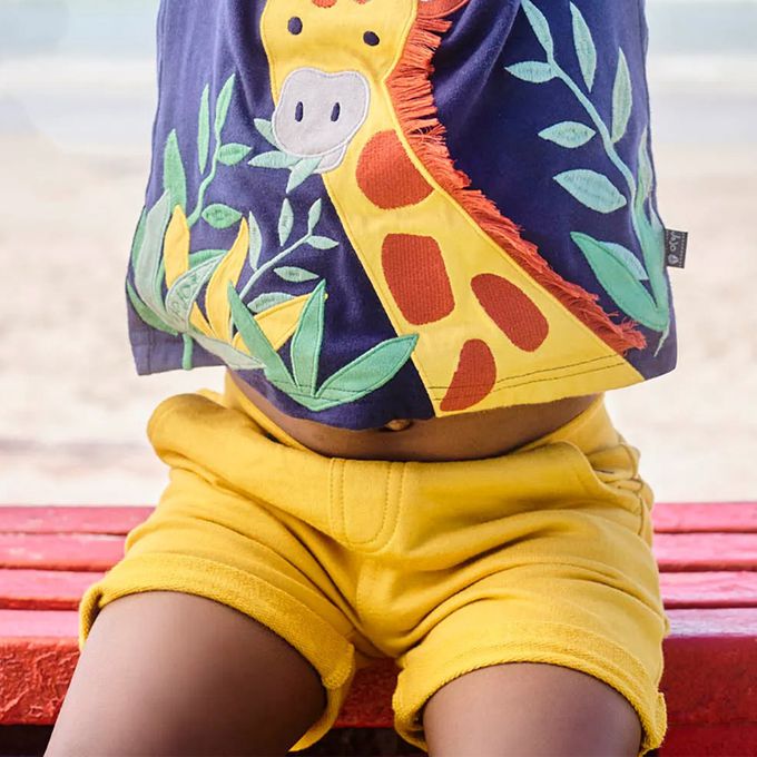 英國 JoJo Maman BeBe - 超優質嬰幼兒/兒童100%純棉綁繩短褲2入組-黃灰