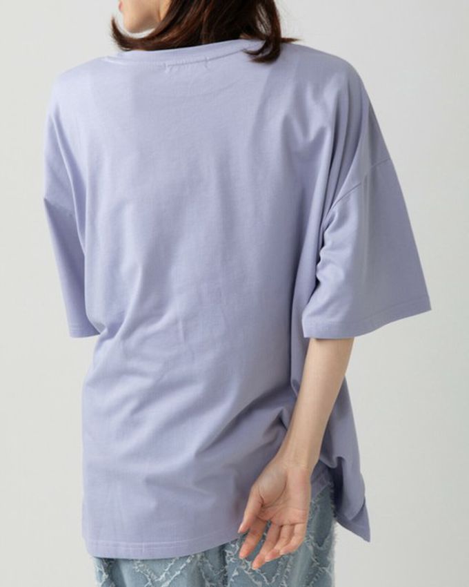 日本 gleam - 花朵刺繡英文標語天竺棉短袖T恤-白