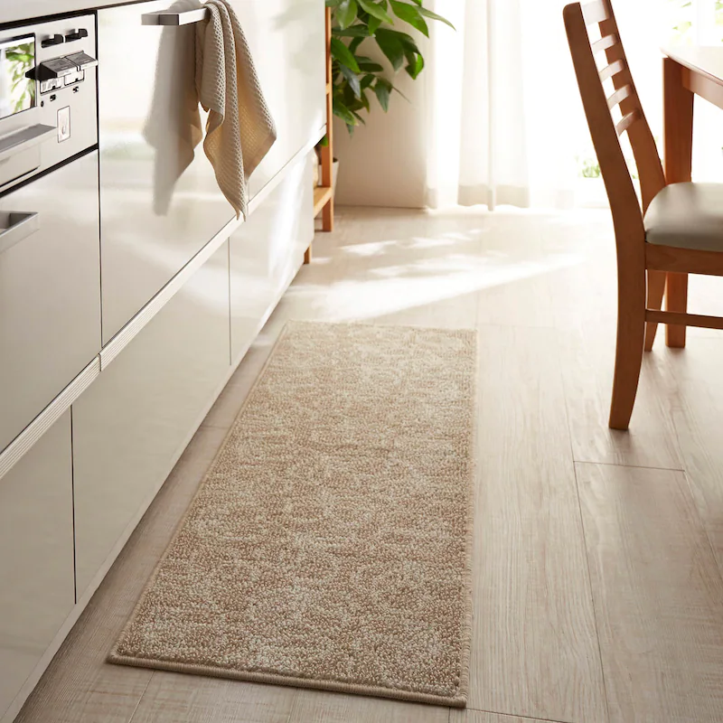 日本千趣會 - 北歐風 長條形腳踏墊(廚房/臥室)-龜背芋-灰黑