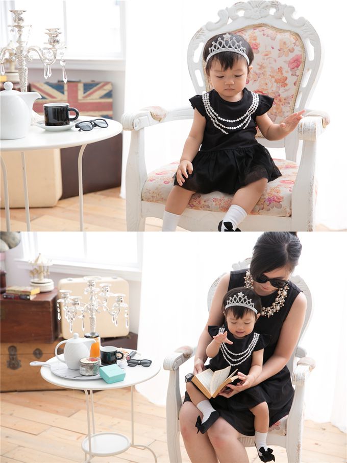 日安朵朵 - 女嬰雪紡蓬蓬裙連身衣 –MIT台灣製奧黛莉赫本(送皇冠髮帶)-短袖 (3-6個月)