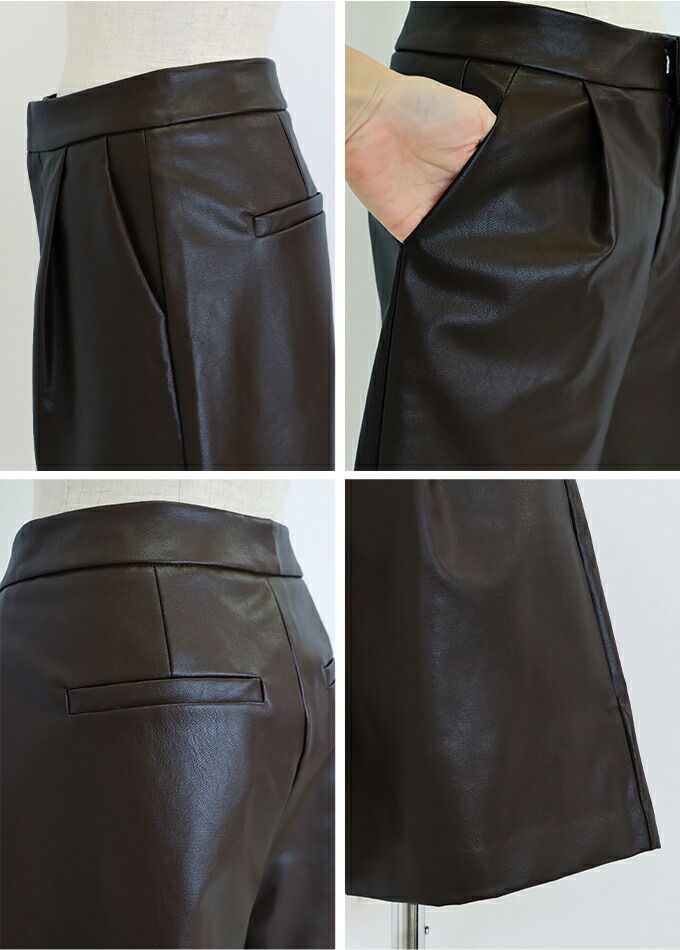 日本 BLUE EAST - 定番時尚簡約皮褲-可可棕