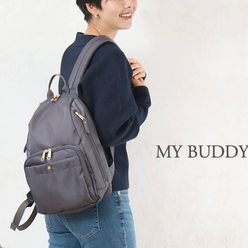 MYBUDDY 人體工學肩帶大開口輕量後背包-炭灰 (H36×W24×D9.5)