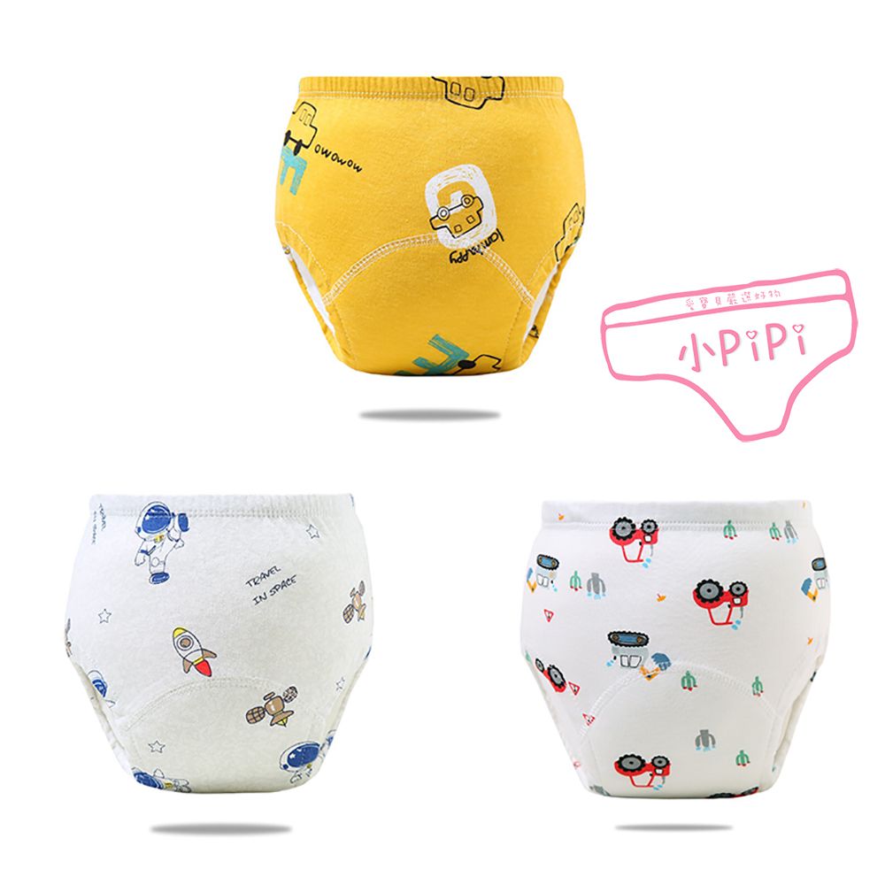 純棉兒童六層學習褲/訓練褲3入組-車車世界