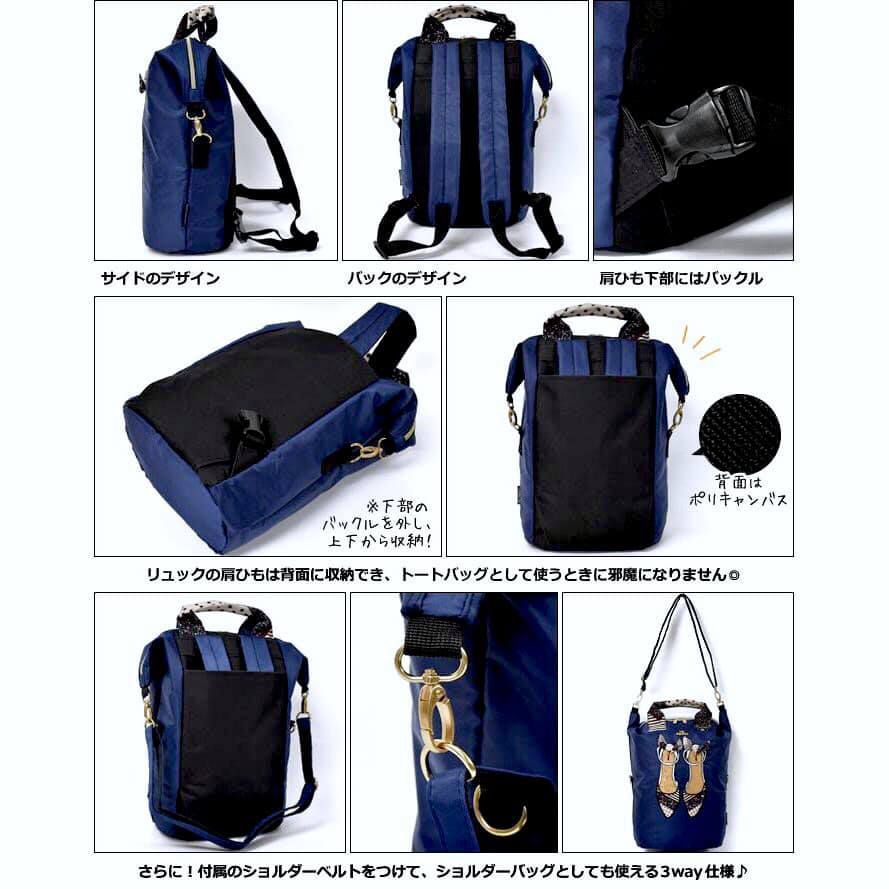 mis zapatos - 蝴蝶結拼接款後背包-Pump高跟鞋-BKD黑點 (39*25*16cm)