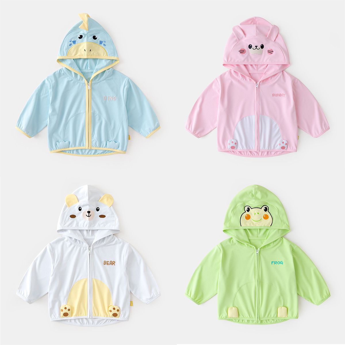 UPF50+兒童卡通連帽防曬遮陽外套-小雞-黃色