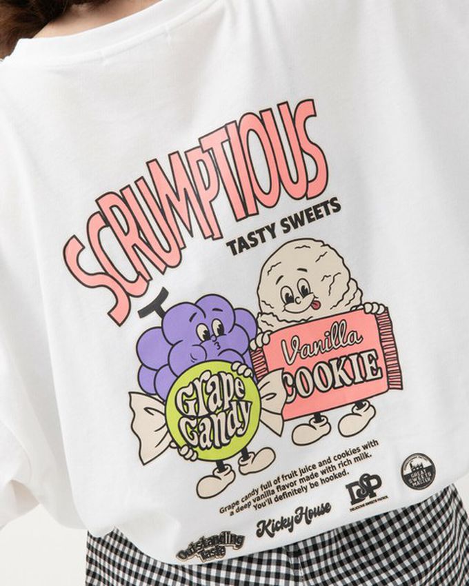 日本 gleam - 美式復古糖果印花寬大風短袖T恤-白