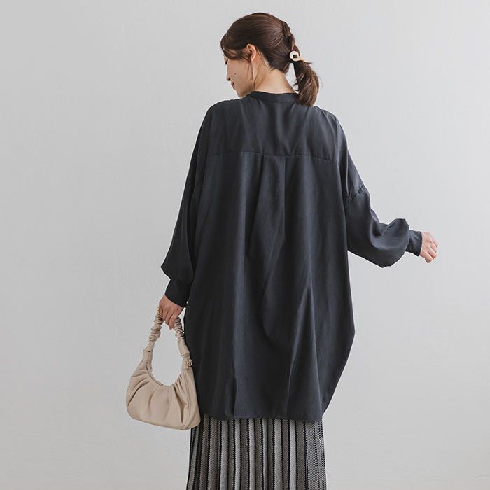 日本 ihuu - 文藝少女排扣長版襯衫-米杏