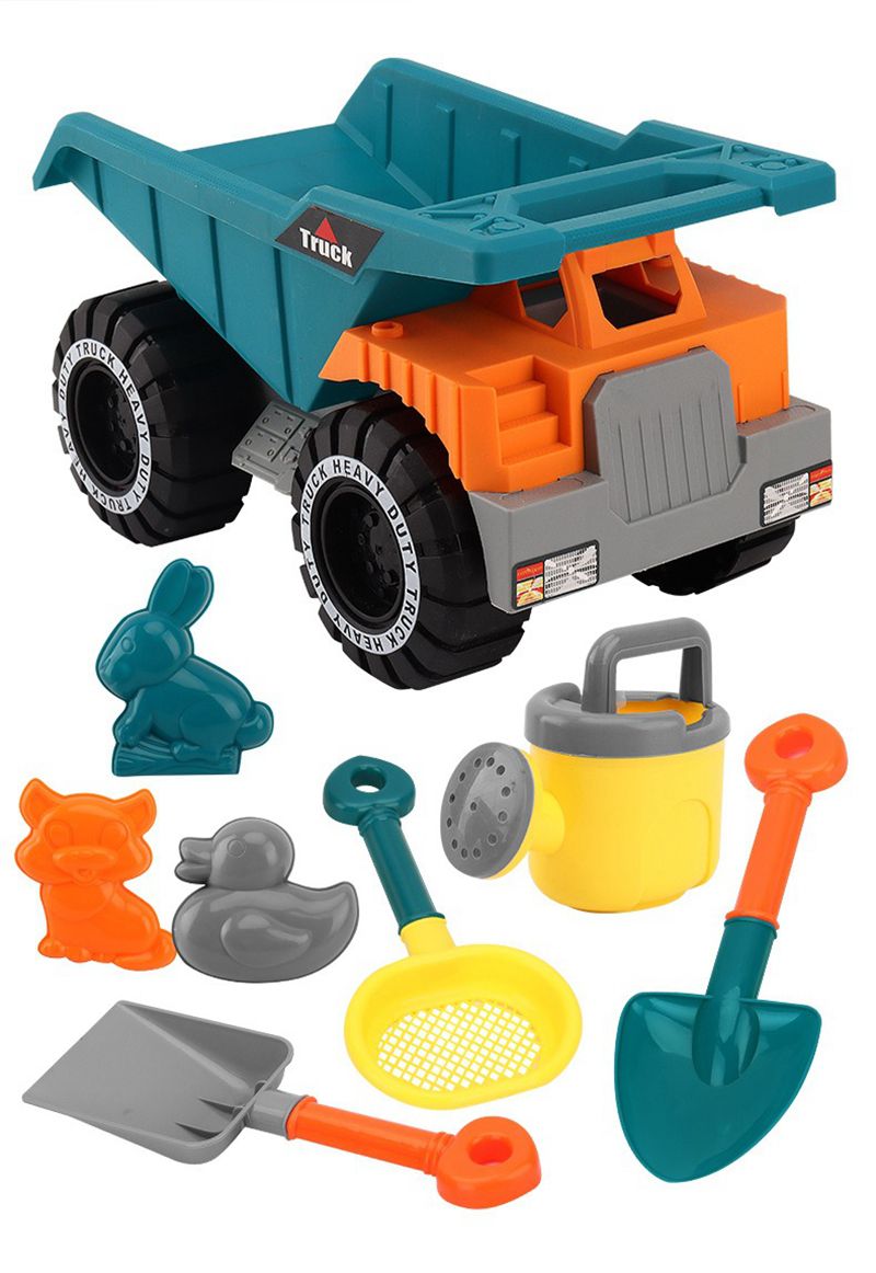 Vanibaby - 玩沙玩具 沙灘卡車8件組-(加送大沙灘玩具收納袋)