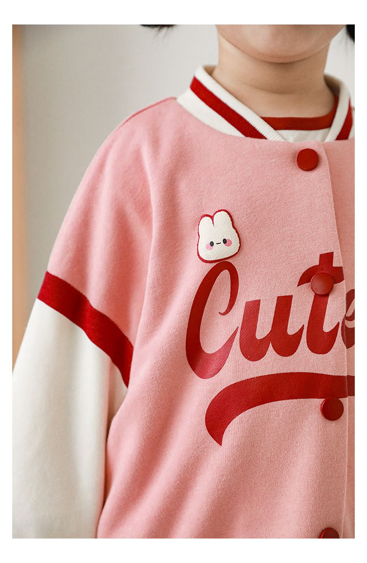 運動風棒球拼色外套-Cutely-粉色