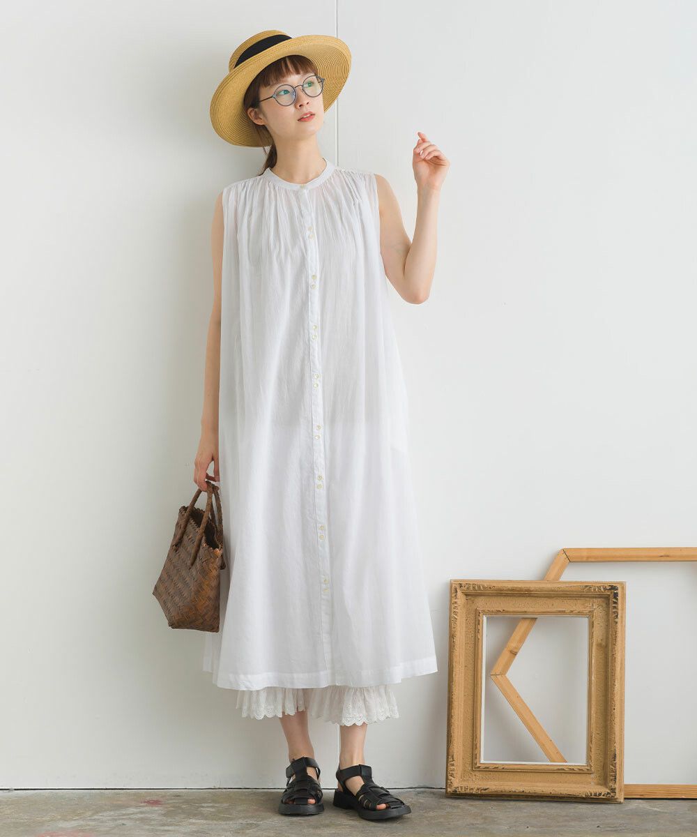 日本女裝代購 - 100%印度棉 涼爽輕盈排扣無袖洋裝-薰衣草