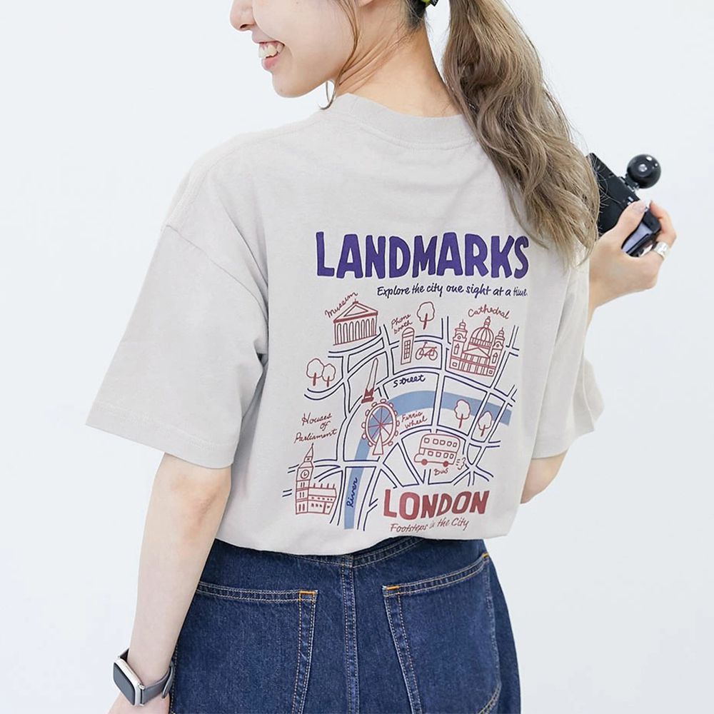 世界旅行系列 短袖上衣(大人)-倫敦-淺灰