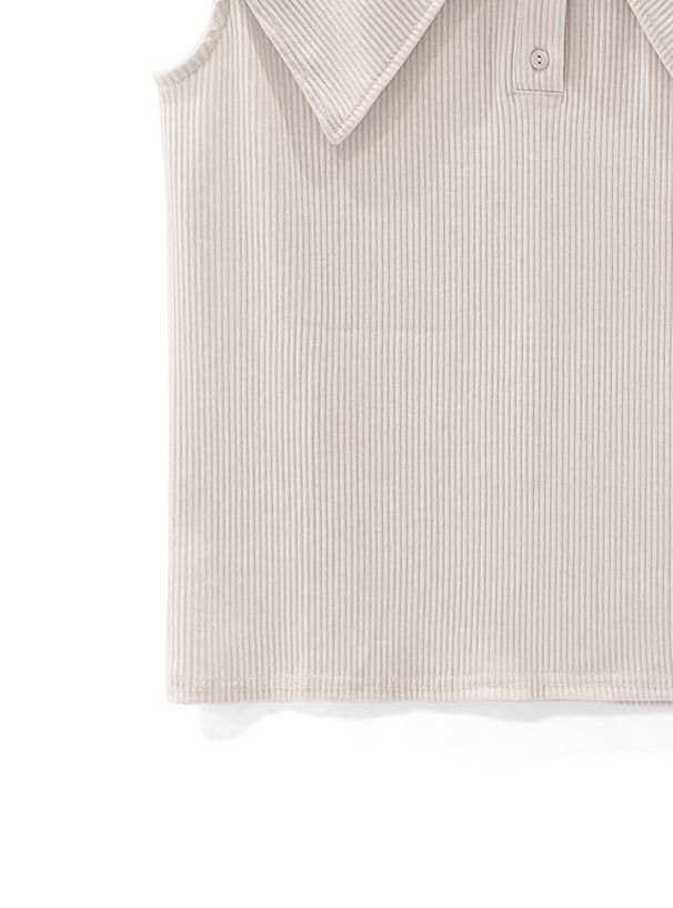 日本 GRL - 水手領羅紋針織無袖上衣-淺灰杏