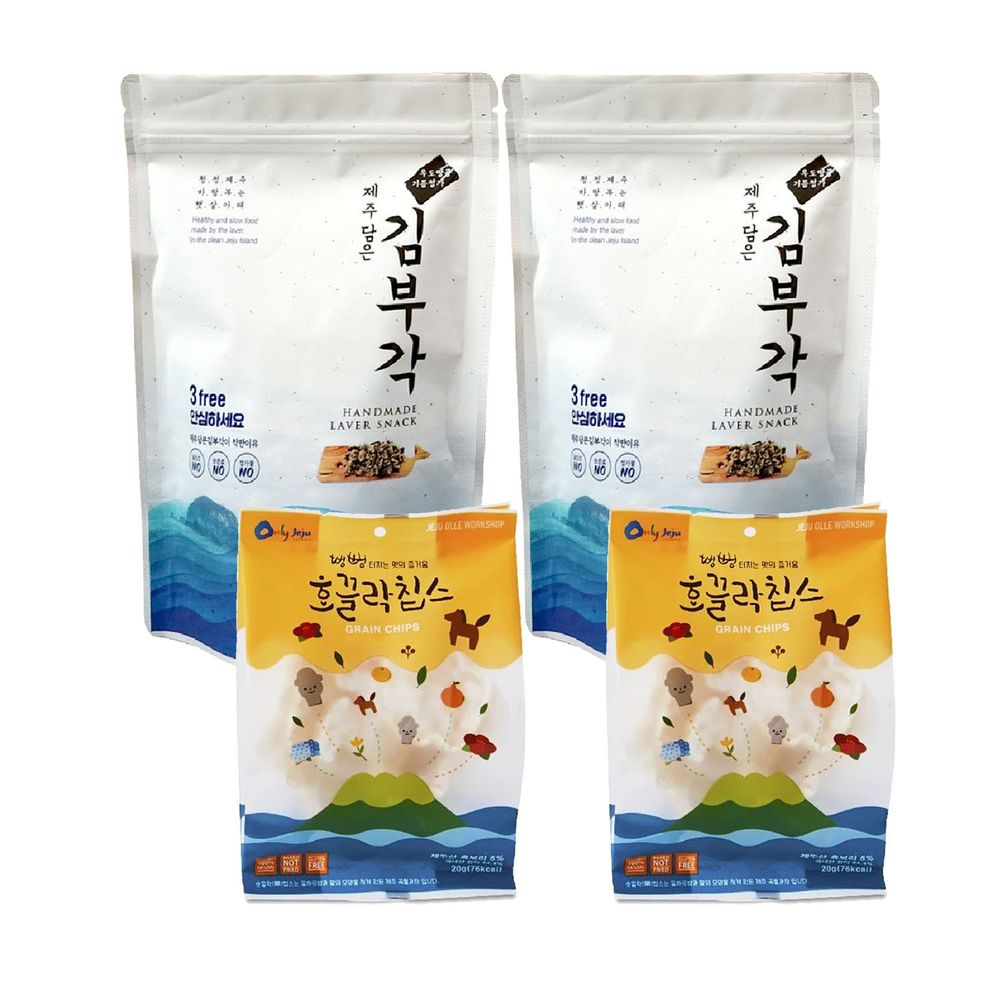 JejuMami 濟州媽咪 - 濟州純淨米餅脆片20g2入組 +純手工海苔捲2入組-(有效期限 05/28/2021)