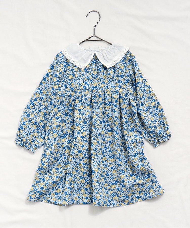 日本 apres les cours - 少女系滿版印花定番長袖洋裝-碎花-暖黃