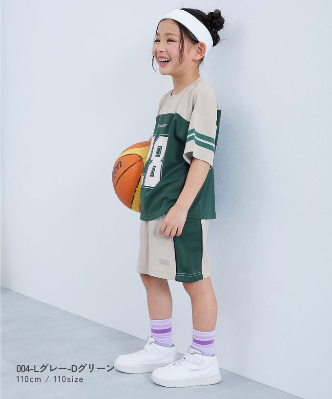 日本 devirock - 速乾網眼撞色系涼爽短褲-淺灰x綠