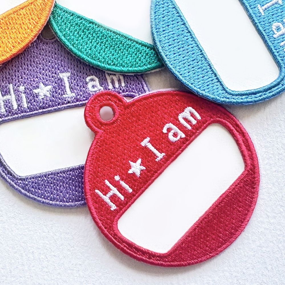 刺繡姓名吊牌-手寫空白款-五色綜合 (5.8 X 5)-5入