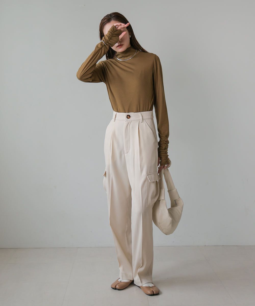 日本 Bab - 2WAY立領排扣薄長袖上衣-淺綠