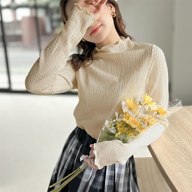 日本 Classical Elf - 定番木耳領薄長袖上衣-優雅粉