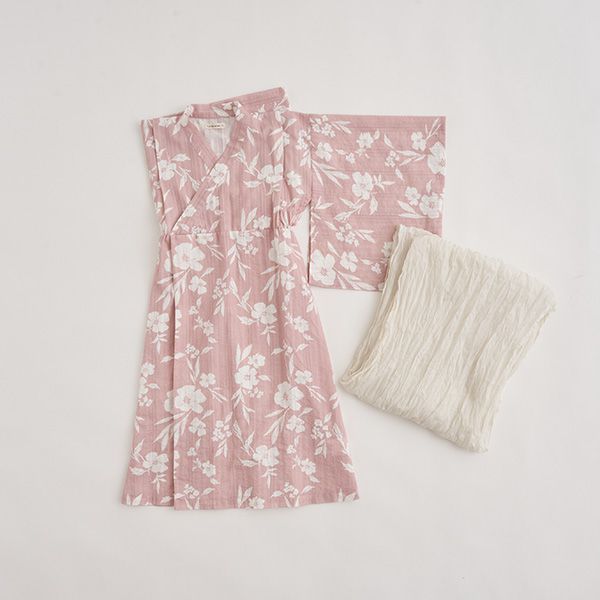 日本 Lycee mine - 粉彩浪漫夏日女孩浴衣-花草-粉紅