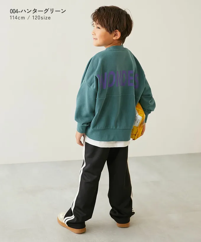 日本 devirock - 英文LOGO寬鬆感落肩長袖大學T-黑