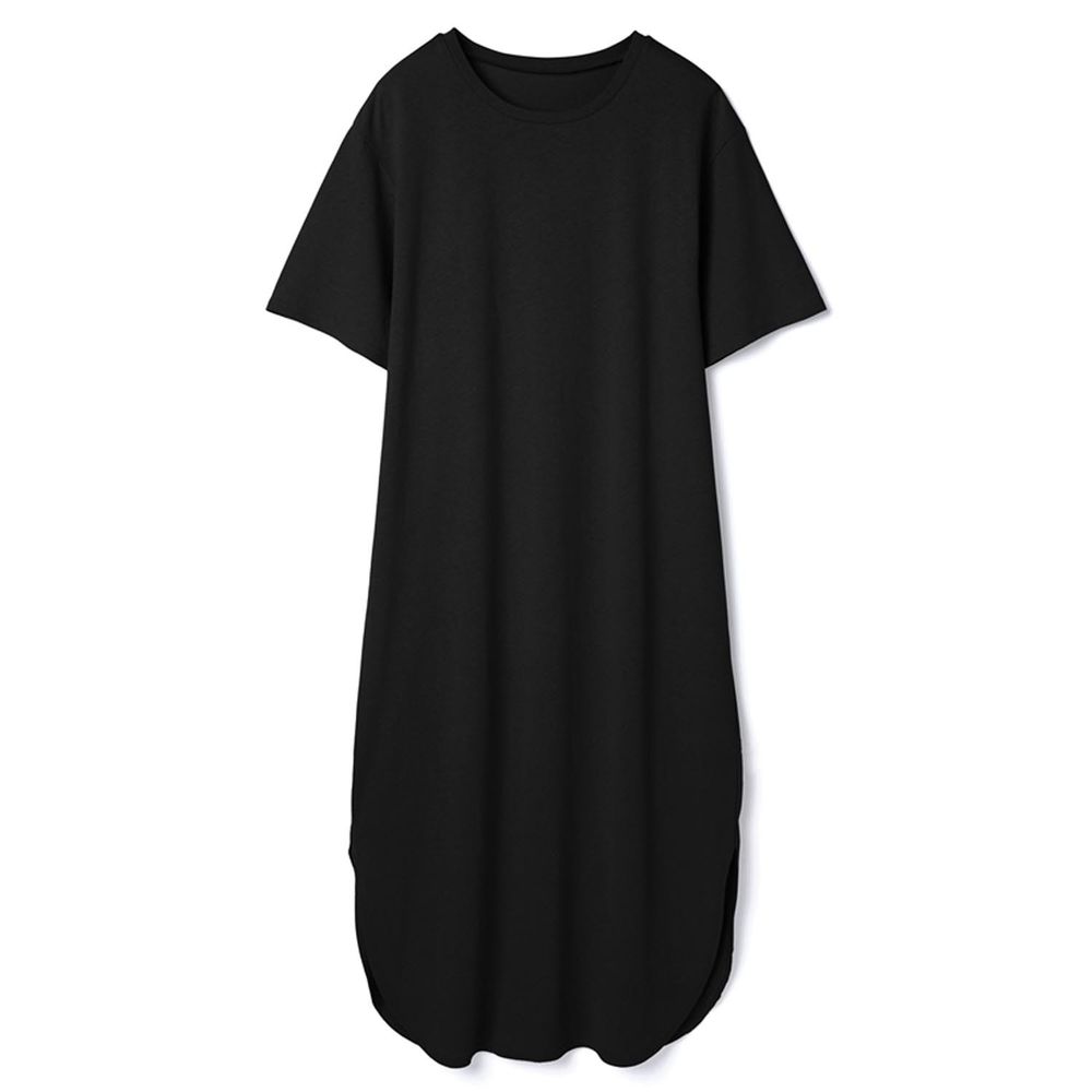 日本 GRL - 純棉透氣百搭短袖洋裝-簡約黑 (F)