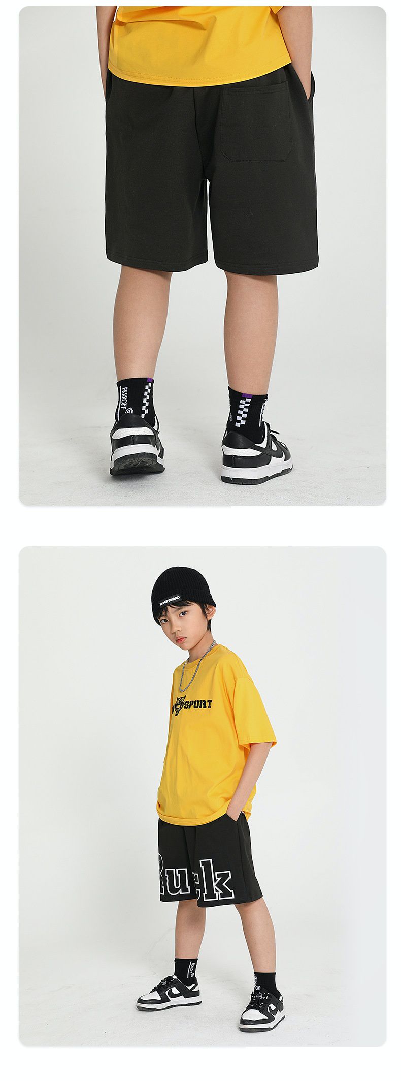 休閒短褲-大英文字款-咖啡色