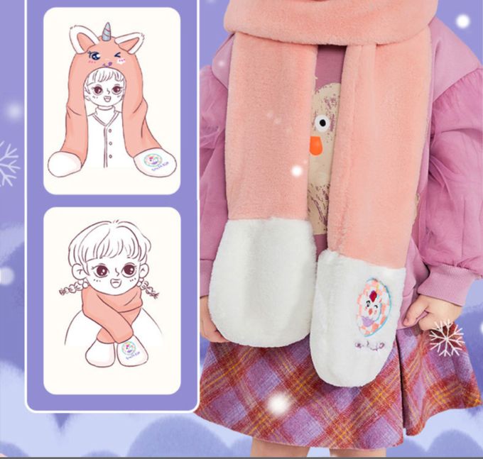 韓國lemonkid - 卡通一體連脖帽(三合一) (橙老虎)