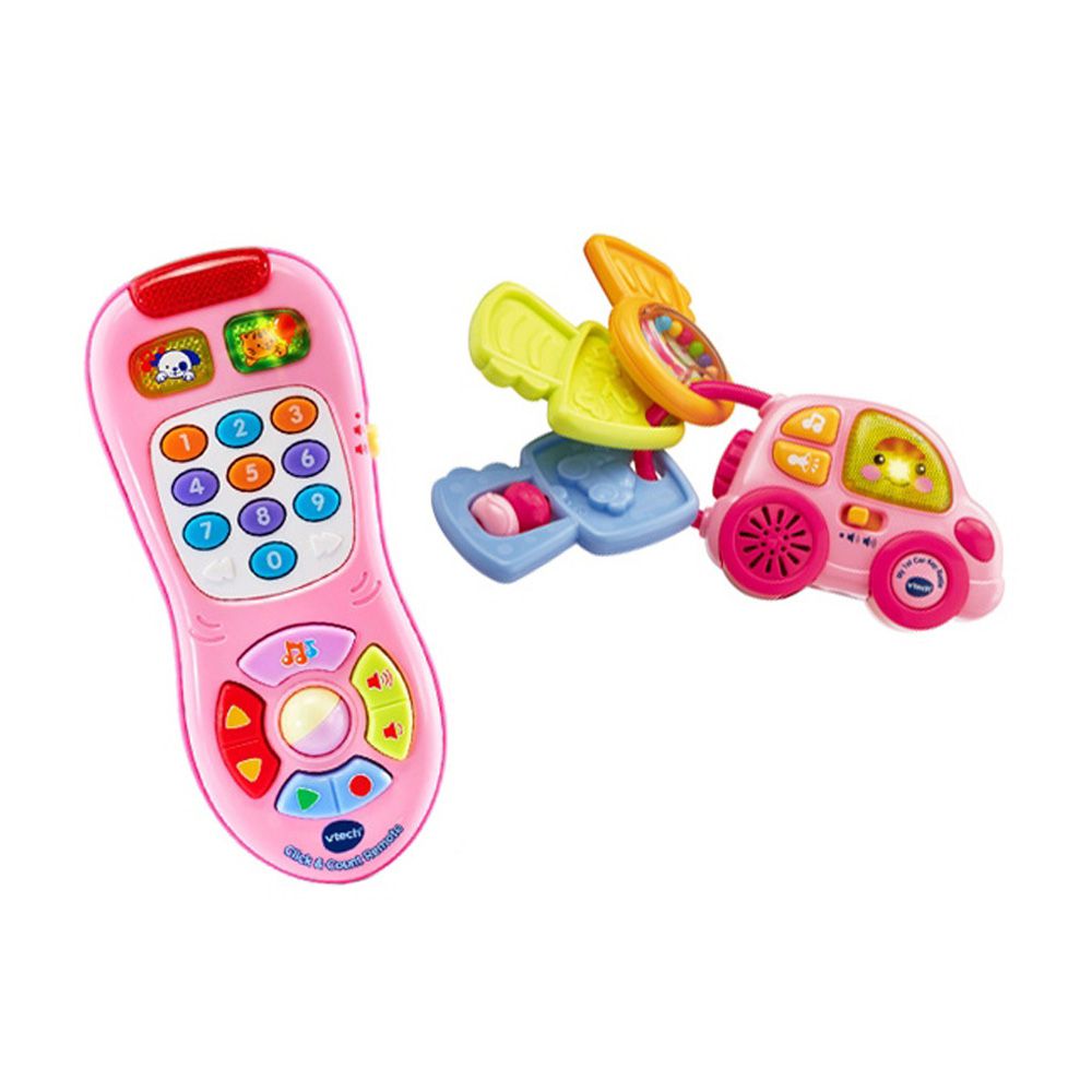 Vtech - 寶寶遙控器+車車小鑰匙-粉色