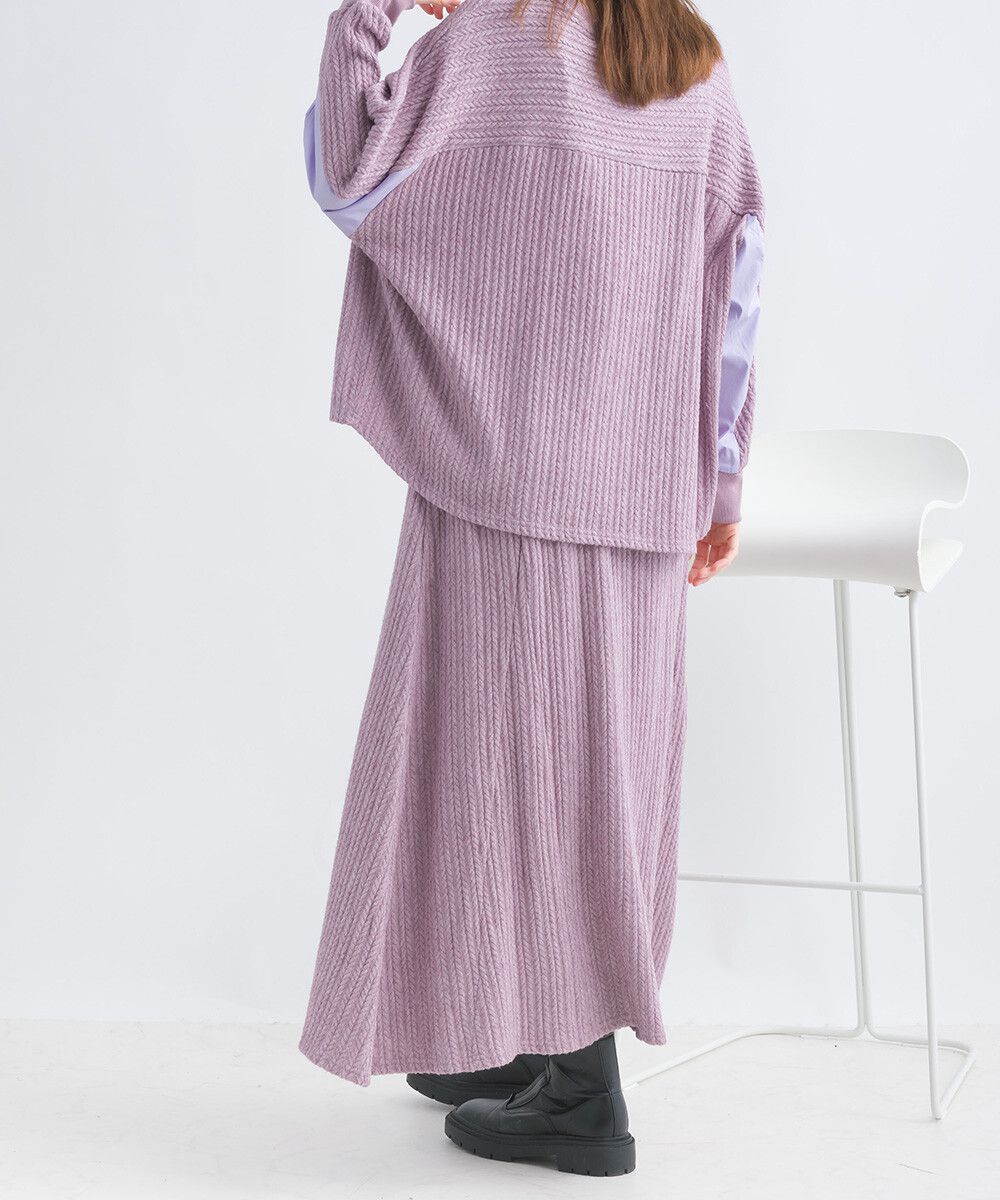 日本女裝代購 - 溫柔麻花針織不規則長裙-薰衣草