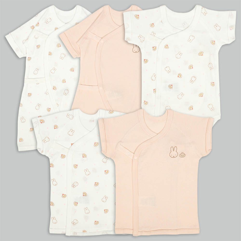 新生兒內衣5件組短袖-米飛兔-米白色 (50~60cm)