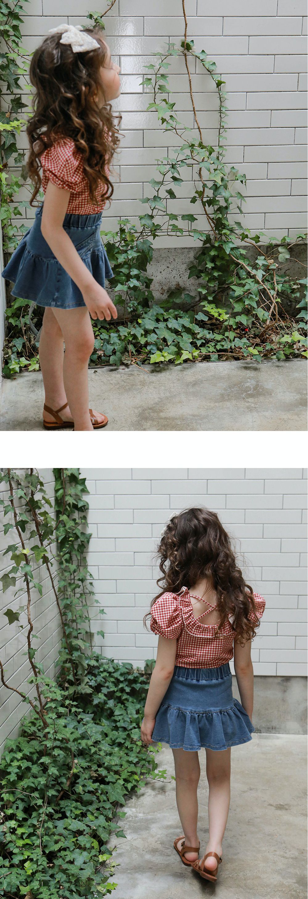 韓國 PuellaFLO - 露背交叉荷葉領公主袖上衣-紅