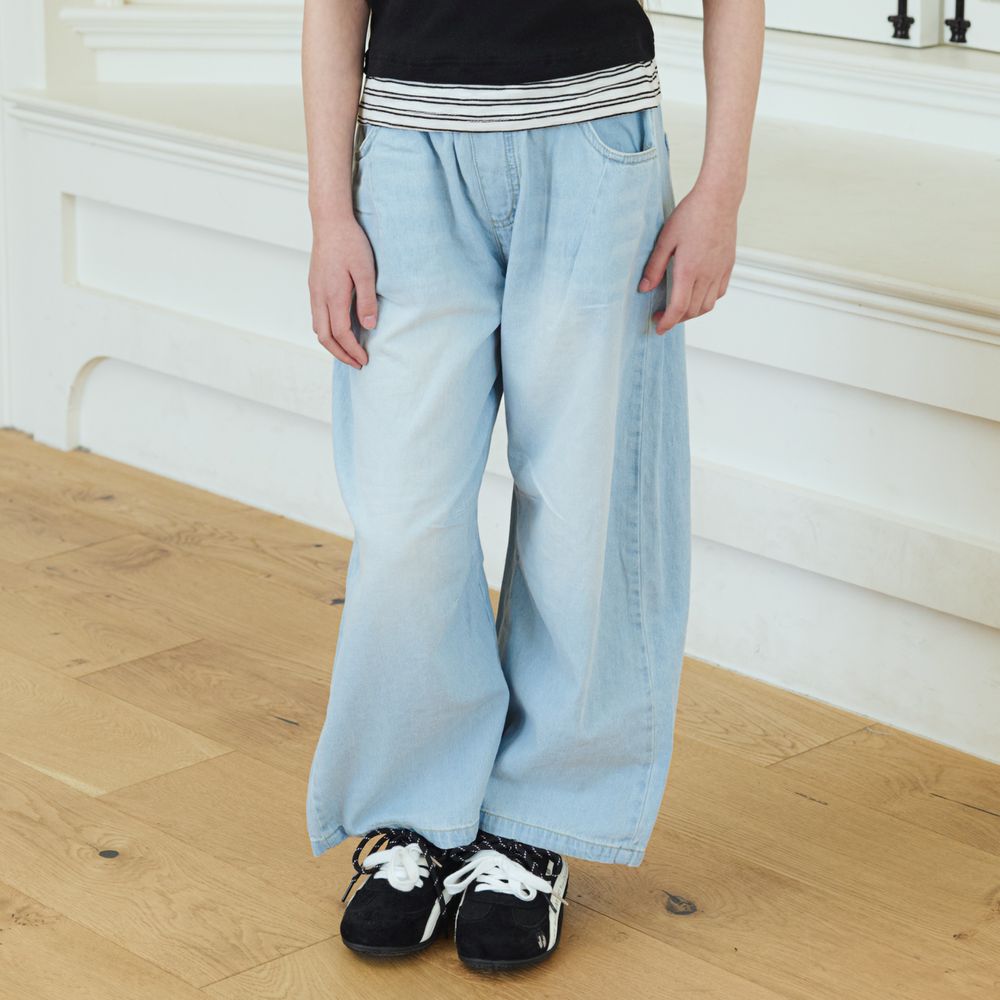 sm2 鬆緊腰清爽丹寧燈籠褲-淺藍